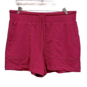 Lou & Grey Cotton Blend Fuchsia Pink Lounge Shorts With Pockets SIZE XL